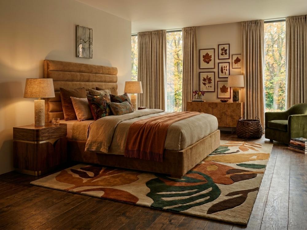 Byron velvet upholstered bed