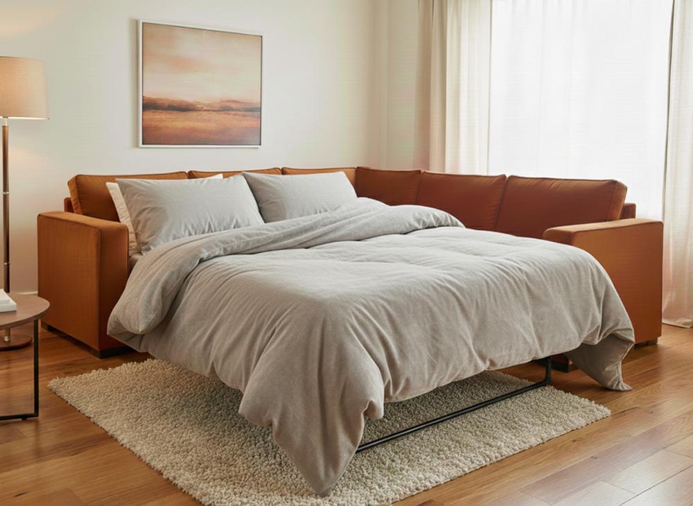 Beckworth fabric sofa bed in a multi-purpose guest room