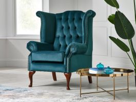 Scroll Wing Fabric Chair | UK Handmade Wingback Armchair