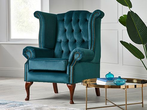 Scroll Wing Fabric Chair