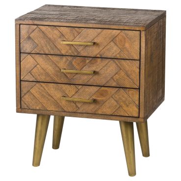 Deco Gold 3 Drawer Bedside Table
