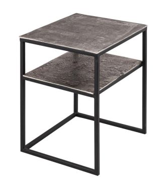 Linear Silver Side Table With Shelf