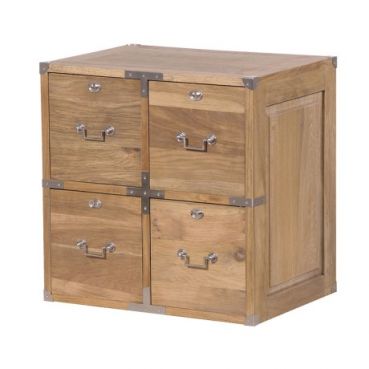 Weathered Oak Square 4 Drawer Chest